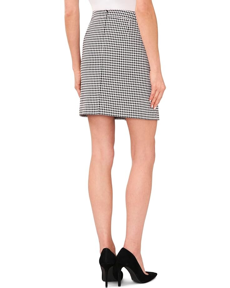 

Юбка CeCe Houndstooth A-Line Skirt with Darts, цвет Rich Black