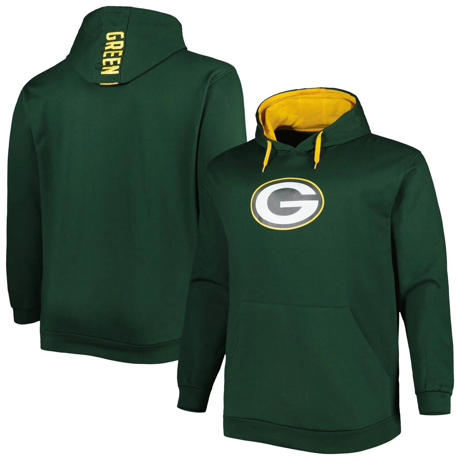 

Мужской зеленый пуловер с капюшоном и логотипом Green Bay Packers Big & Tall