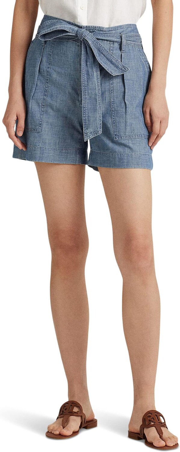 

Шорты из шамбре с поясом LAUREN Ralph Lauren, цвет Beryl Blue Wash