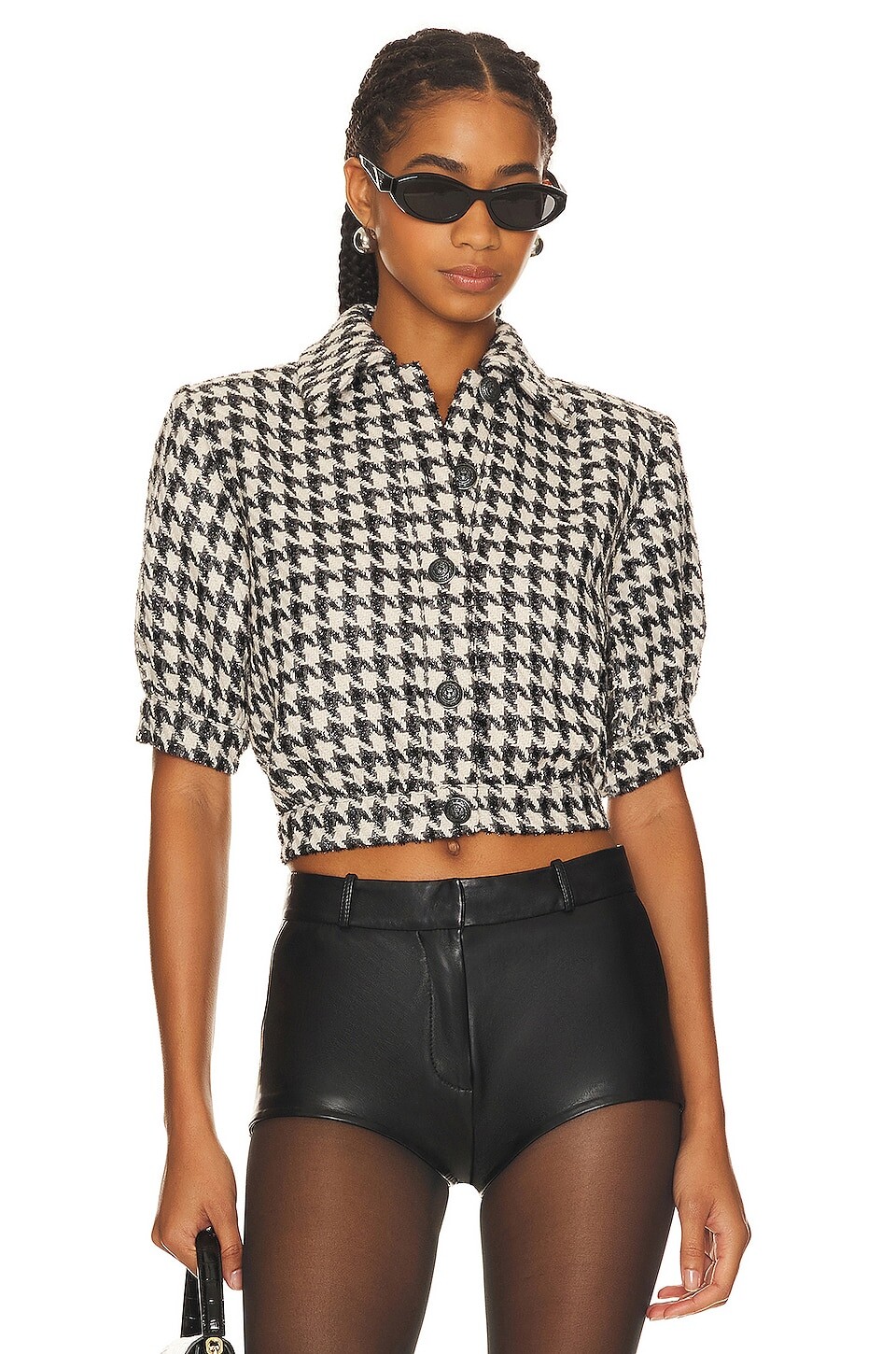 

Топ L'AGENCE Cove Crop, цвет Latte, Grey & Black Houndstooth