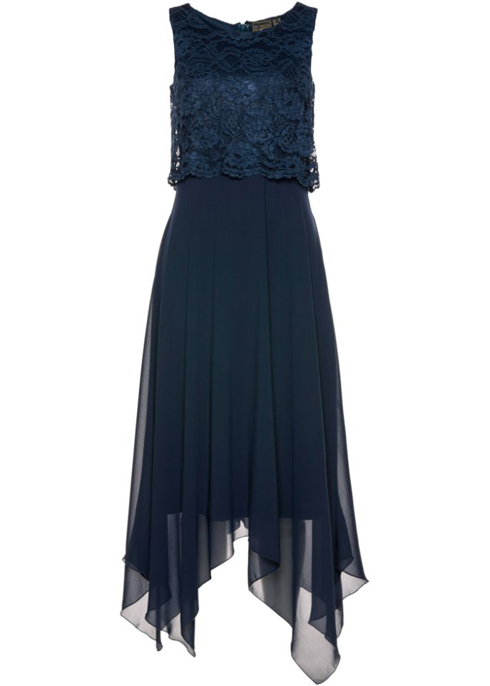 Шифоновое платье премиум-класса с кружевом Bpc Selection, синий женское платье кардиган из шелка тутового шелкопряда с принтом однотонная длинная юбка с круглым вырезом лето 100%