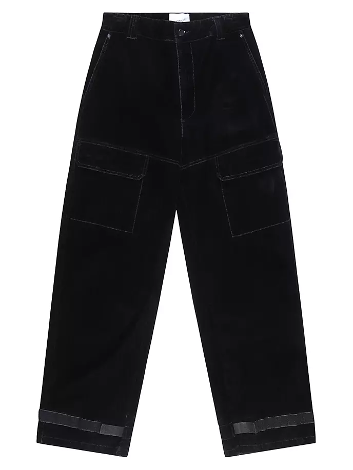Бархатные широкие брюки-карго Rta, черный