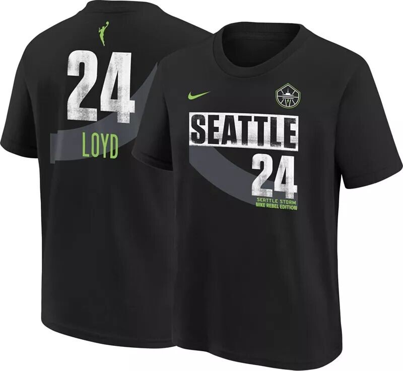 

Outerstuff Черная футболка Nike Youth Seattle Storm Jewell Loyd #24 Rebel