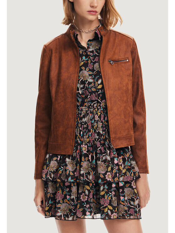 

Приталенное пальто Desigual, коричневый