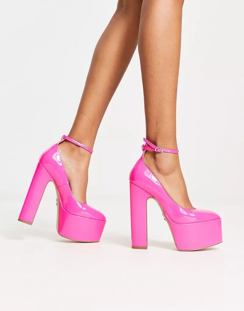 

Ярко-розовые лакированные туфли на платформе Steve Madden Skyrise