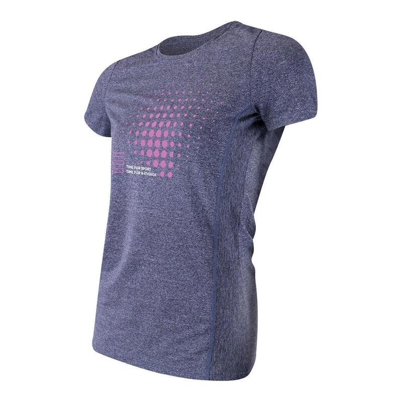 

Техническая футболка с короткими рукавами женская для фитнеса, бега, кардио, меланжевая, синяя R-EVENGE, цвет blau