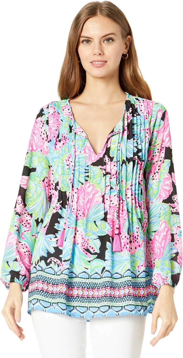 

Туника Marilina с длинными рукавами Lilly Pulitzer, цвет Onyx Jaguar Jungle Engineered