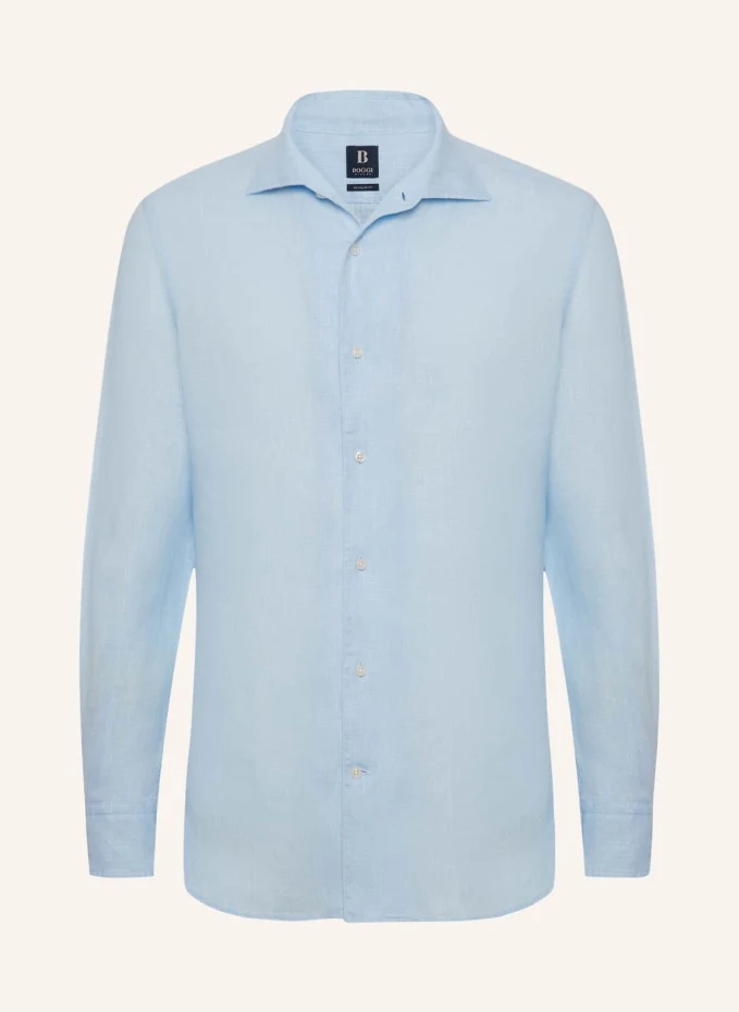 

Льняная рубашка стандартного кроя Boggi Milano, синий