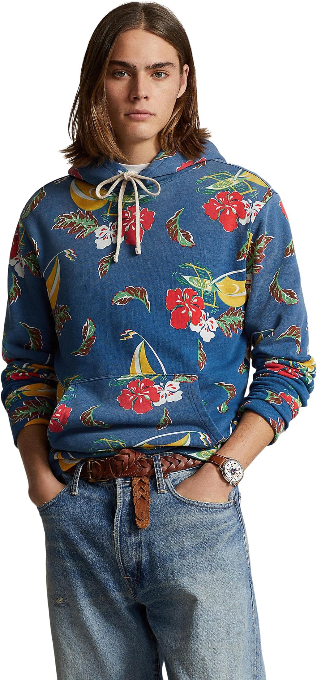 

Худи Polo Ralph Lauren Sailboat-Floral Fleece Hoodie, цвет Blu Mult