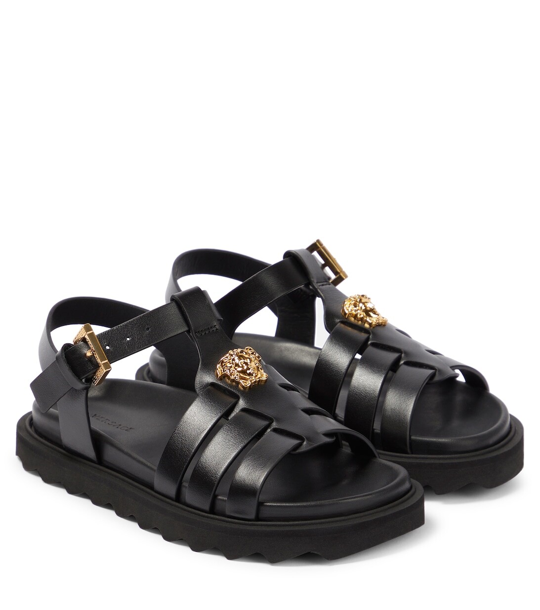 

Кожаные сандалии La Medusa Versace, черный