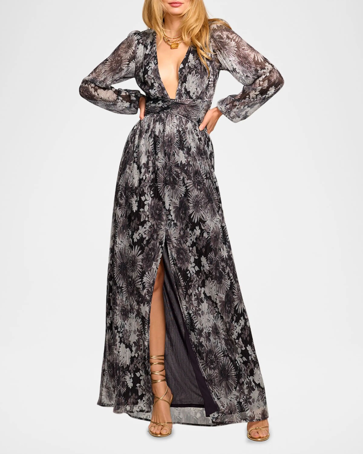 

Платье макси с цветочным принтом Estelle Ramy Brook, цвет Dove Grey Floral