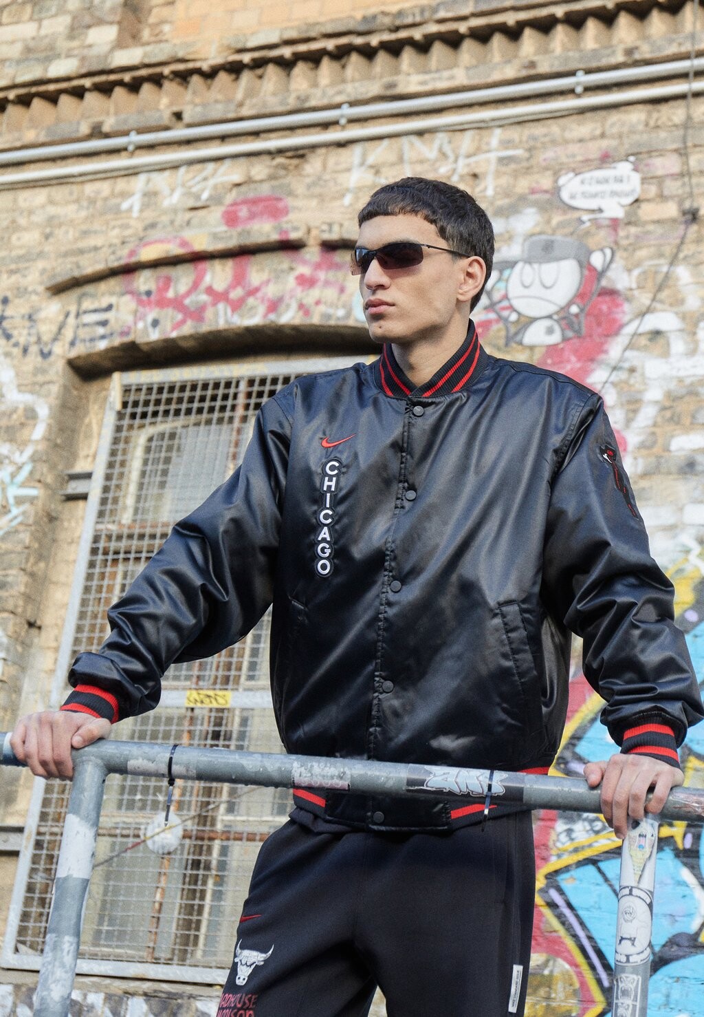 

Team Nba Chicago Bulls City Edition Jacket Nike, цвет black/university red