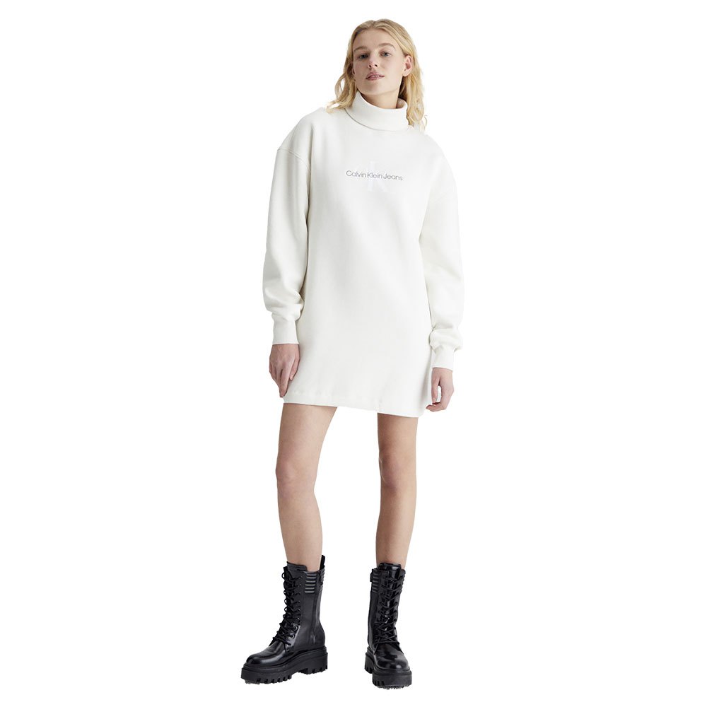 Платье с длинным рукавом Calvin Klein Jeans Monologo Roll, бежевый стеганое пальто calvin klein бежевый