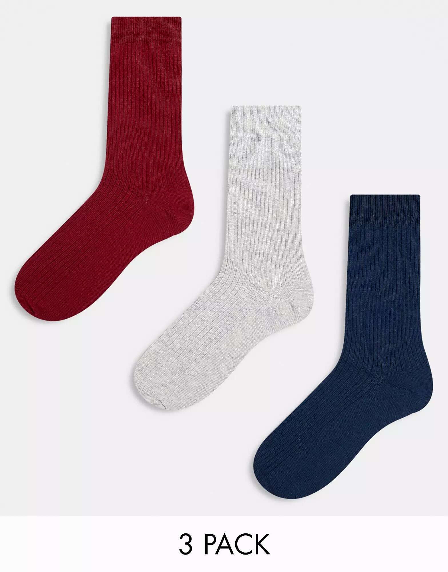 цена 3 пары разноцветных носков в рубчик Jack & Jones