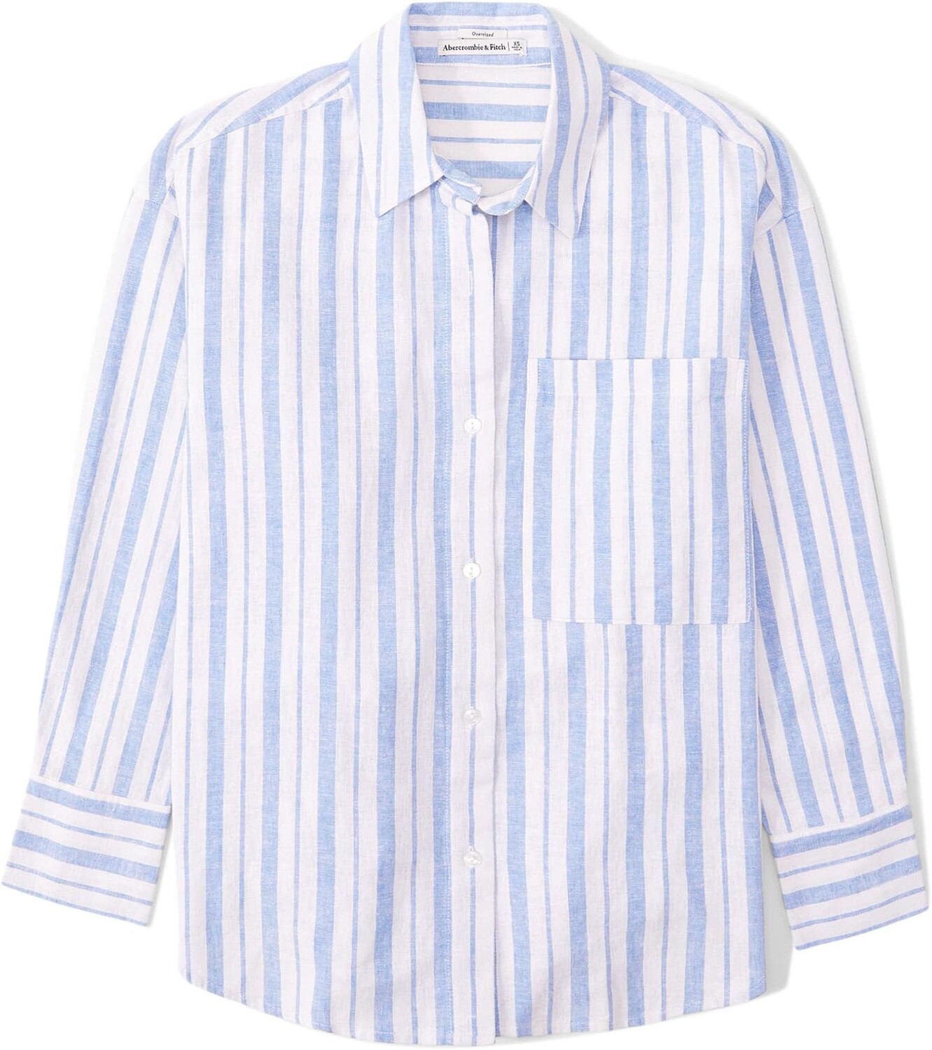 

Льняная рубашка оверсайз-курорт Abercrombie & Fitch, цвет Blue/White Stripe