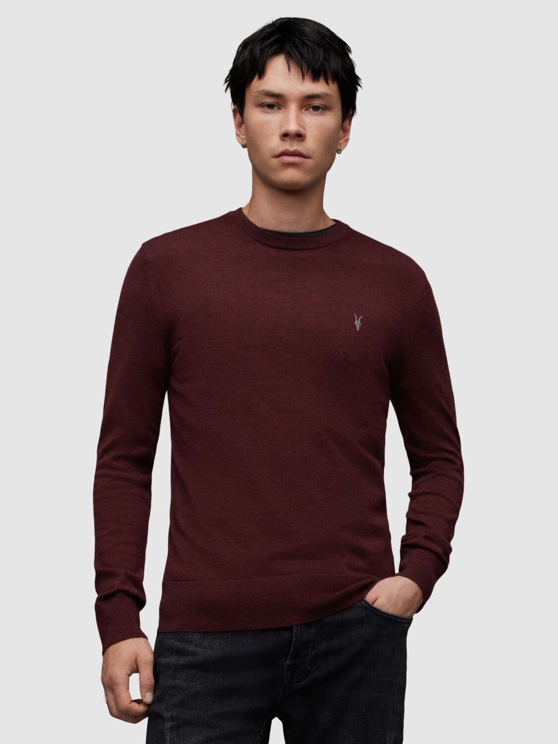 

Джемпер Mode Merino с круглым вырезом AllSaints, марс красный марл