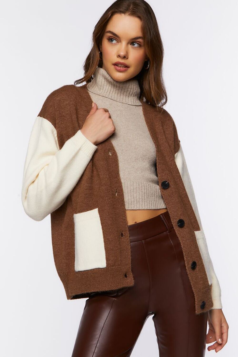

Кардиган с цветными блоками Forever 21, коричневый