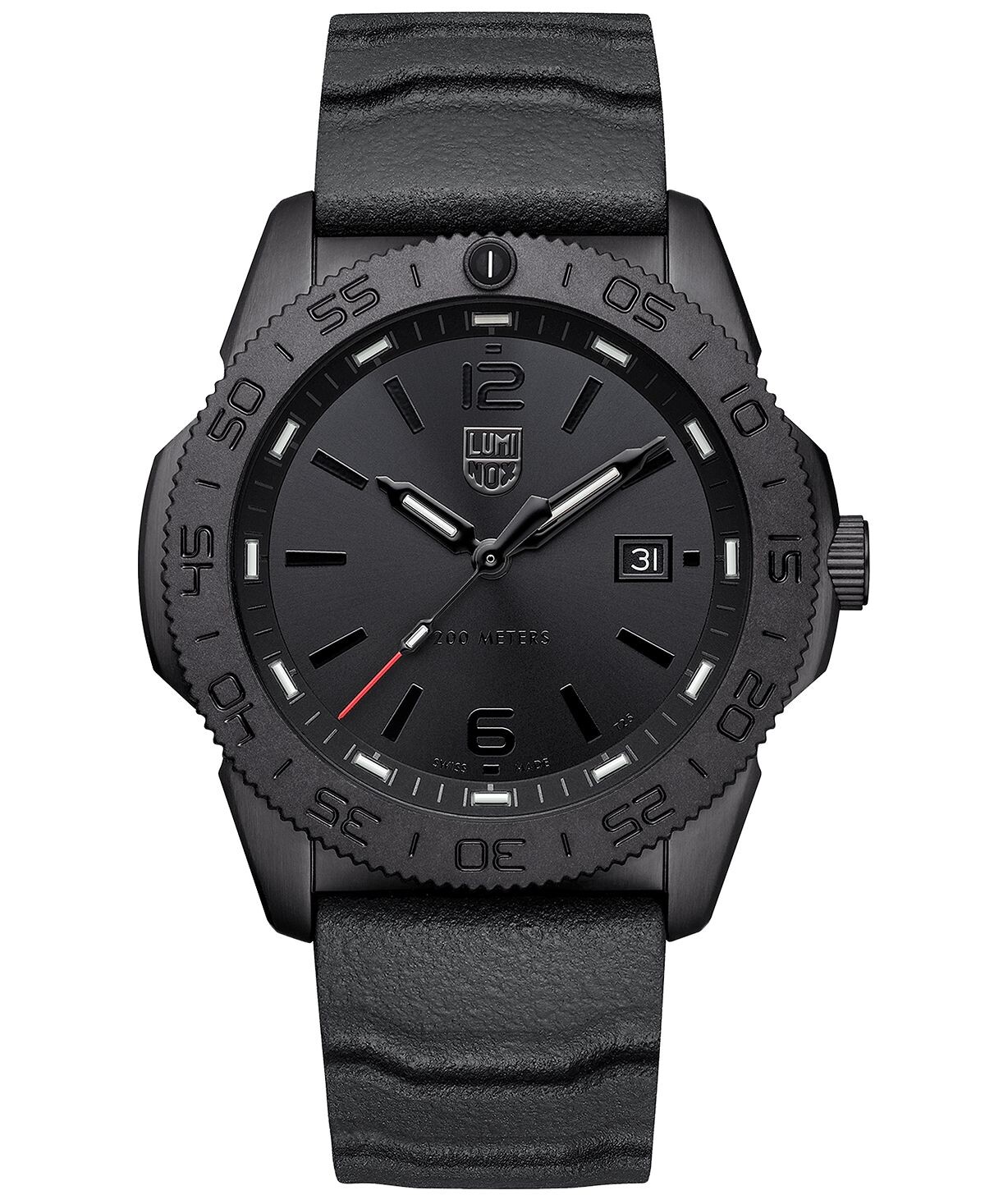 

Мужские часы Swiss Pacific Diver с черным каучуковым ремешком, 44 мм Luminox