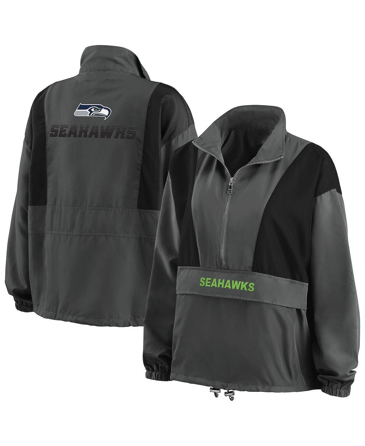 

Женская темно-серая складная куртка с молнией до половины длины Seattle Seahawks Popover WEAR by Erin Andrews