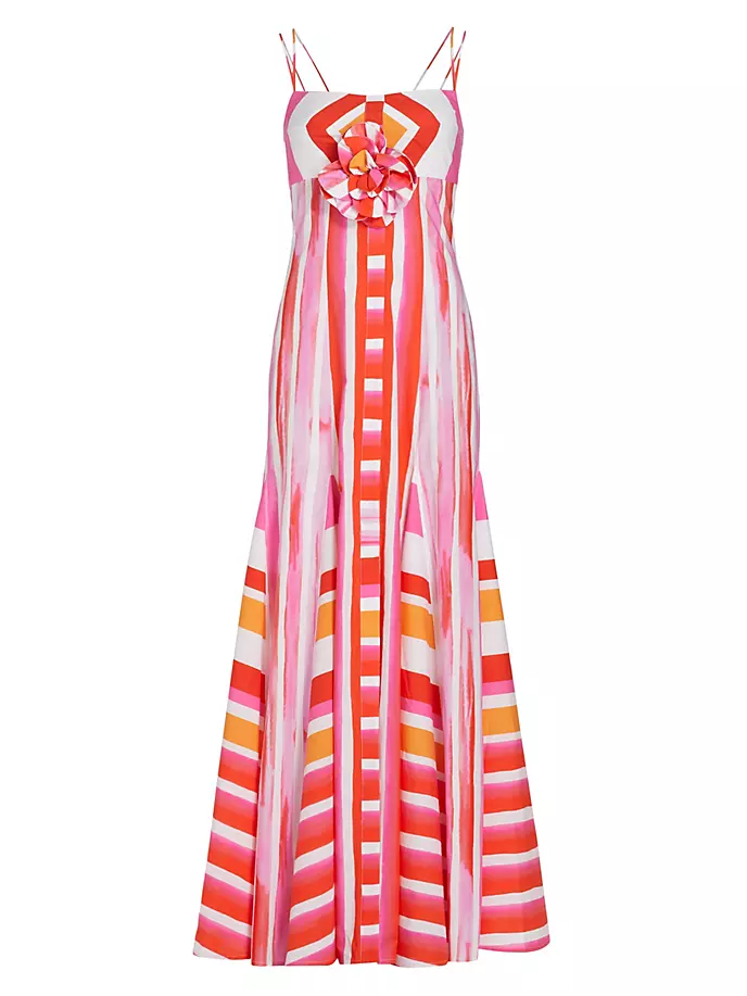 Хлопковое платье макси в полоску Catania Silvia Tcherassi, цвет rouge orange stripes цена и фото