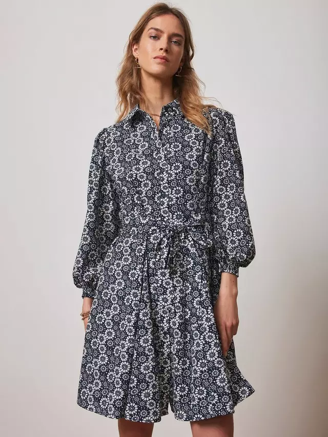 

Платье Mint Velvet Floral Shirt Mini, цвет navy/white