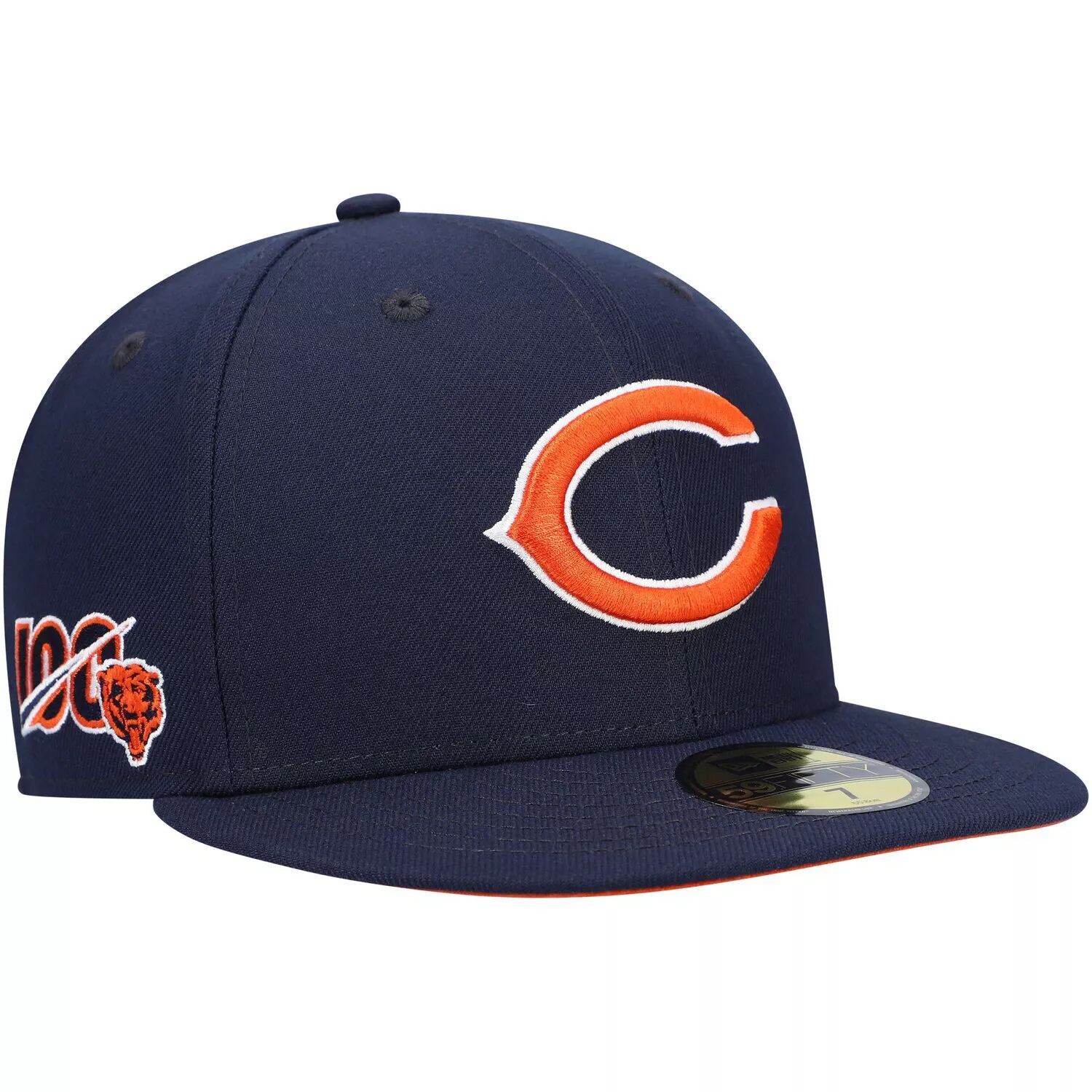 

Мужская облегающая шляпа New Era Navy Chicago Bears с нашивкой в ​​честь 100-летия команды 59FIFTY