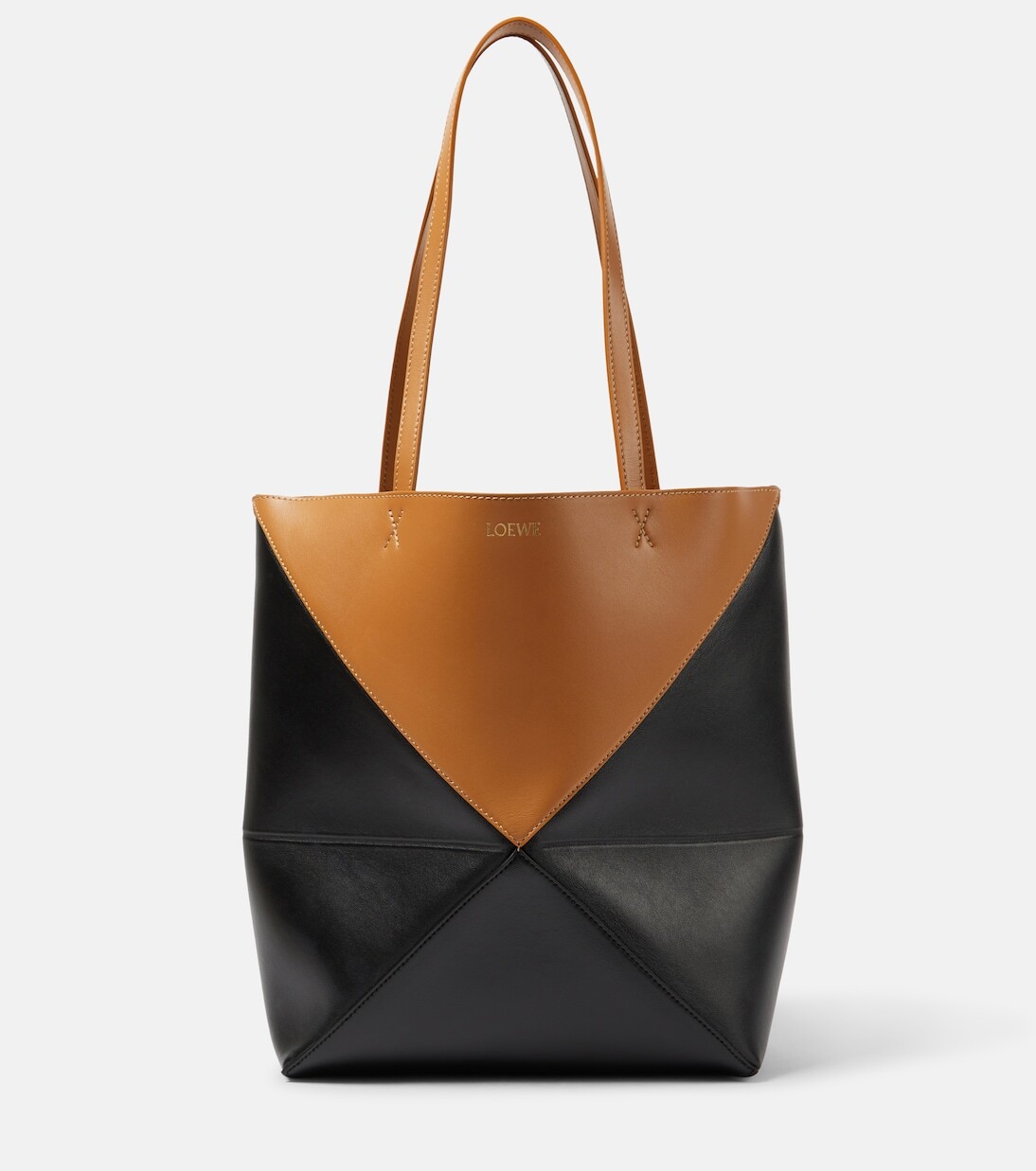 

Кожаная большая сумка с логотипом Loewe, черный