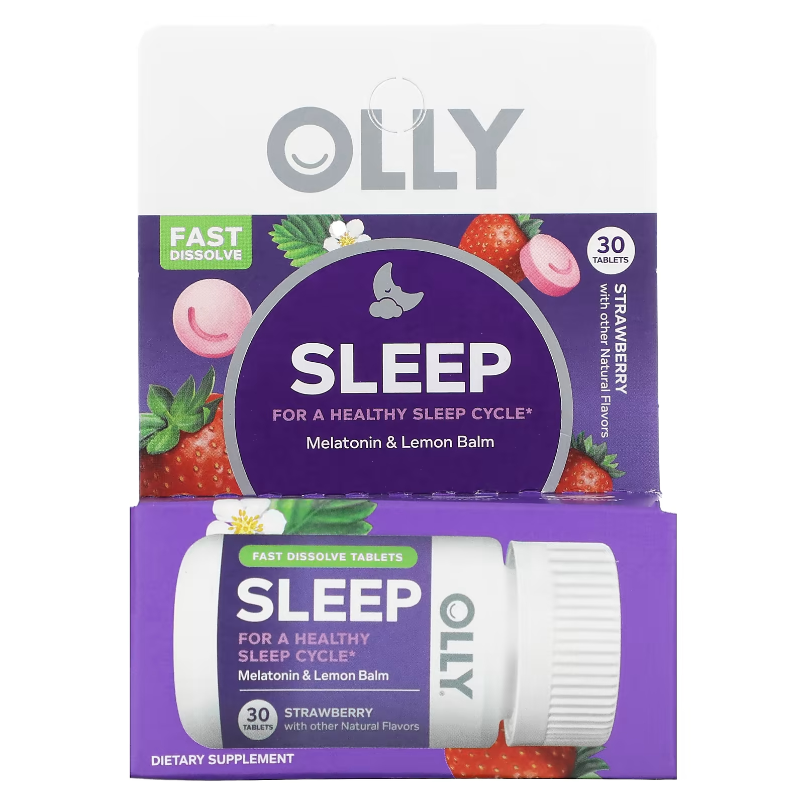 Пищевая добавка Olly Sleep клубника, 30 таблеток пищевая добавка dream water original sleep powder snoozeberry
