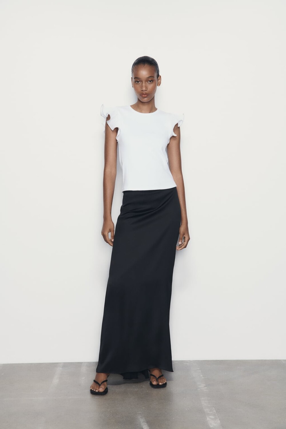 

Топ с оборками из органзы ZARA, белый