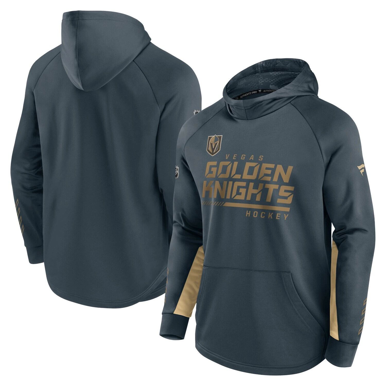 

Мужская брендовая угольно-серая толстовка с капюшоном Fanatics Vegas Golden Knights Authentic Pro для раздевалки пуловер реглан, Серый