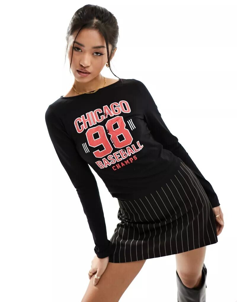 

Черный университетский топ с надписью ASOS