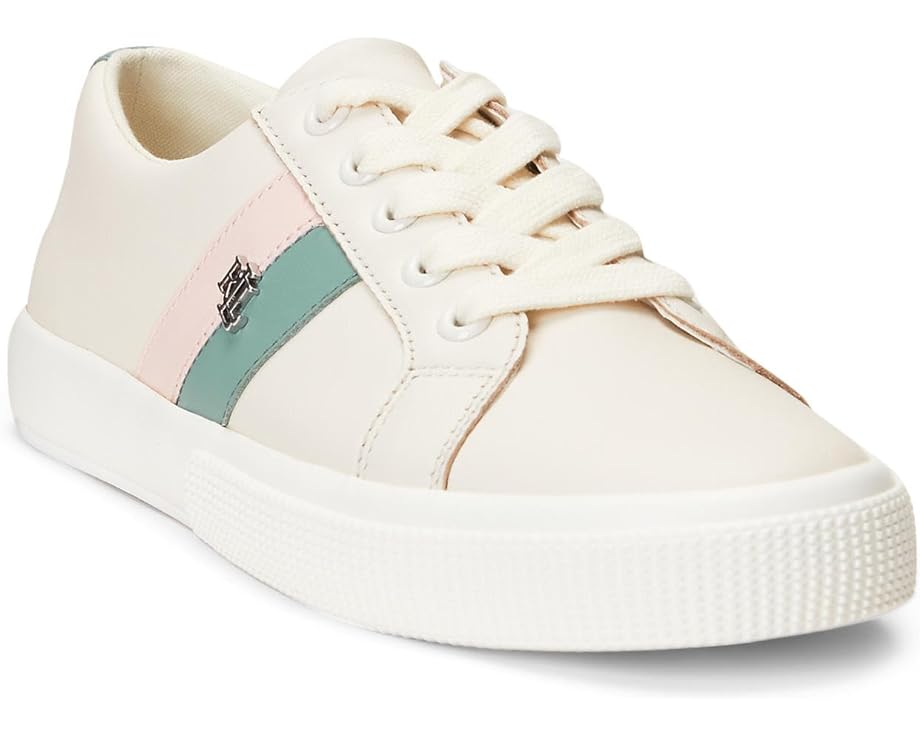 Кроссовки LAUREN Ralph Lauren Janson II Leather Sneakers, цвет Soft White/Soft Laurel/Pink Opal