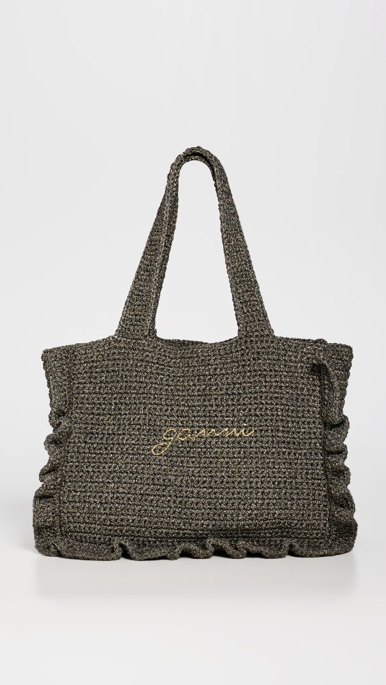 

Сумка-тоут GANNI Cotton Crochet Frill, черный