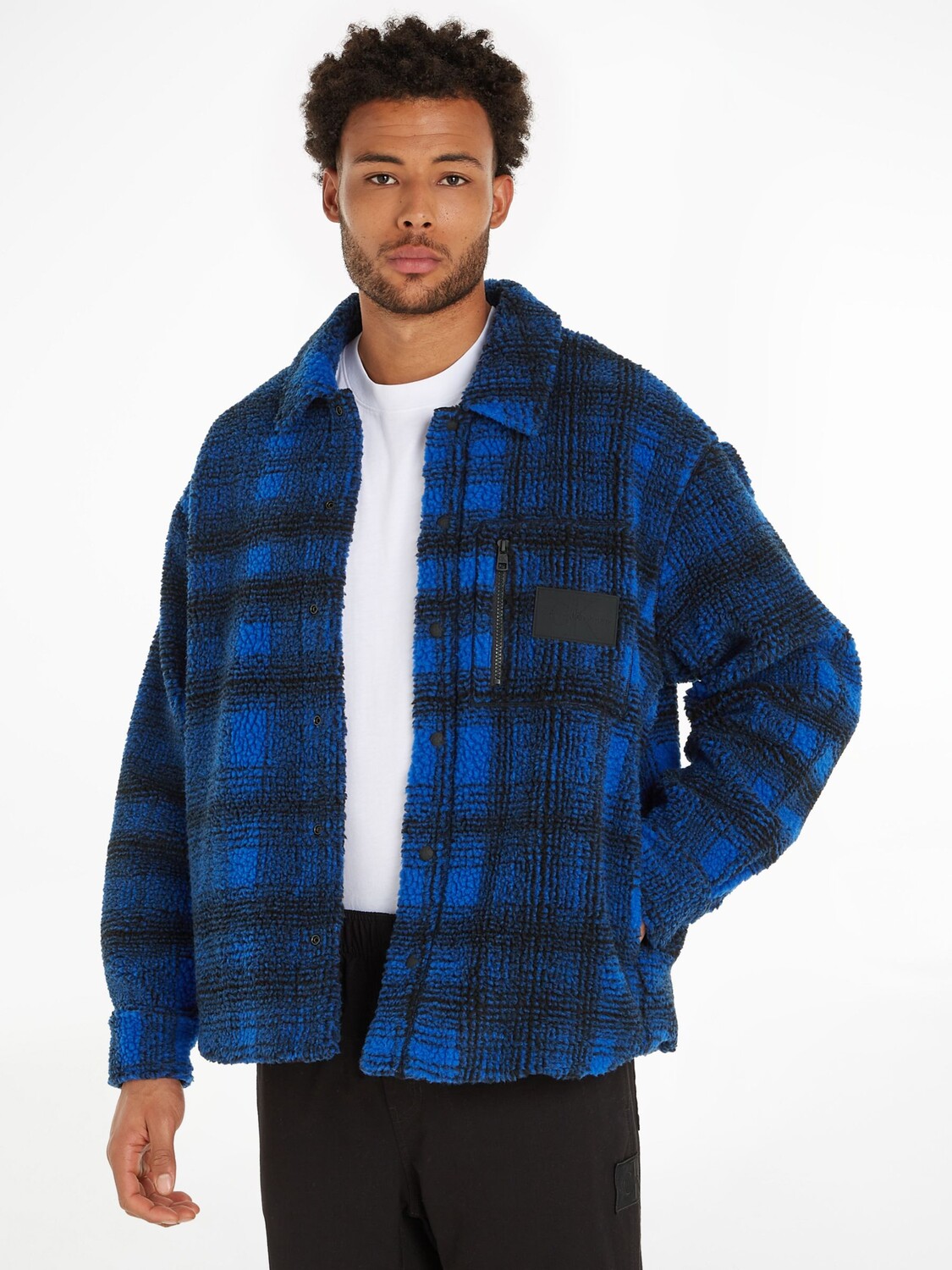 

Джинсы Oversized-рубашка в клетку Calvin Klein, голубовато-черный