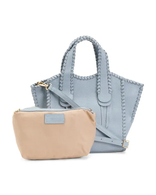 

Кожаная сумка-портфель Made In Italy со стежками Cheval, цвет Azzurra Blue