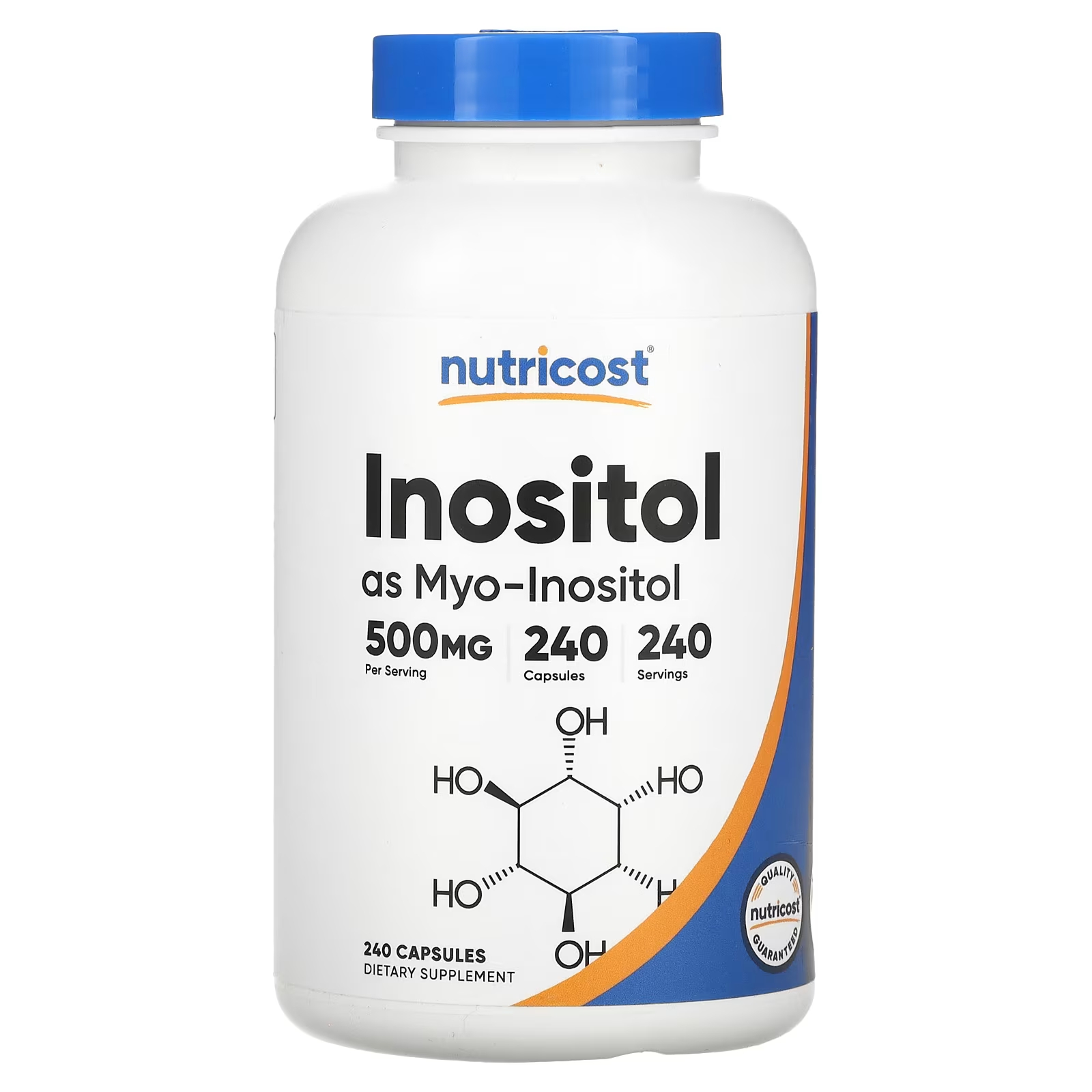 Инозитол Nutricost 500 мг, 240 капсул nutricost ниацинамид и витамин b3 500 мг 240 капсул