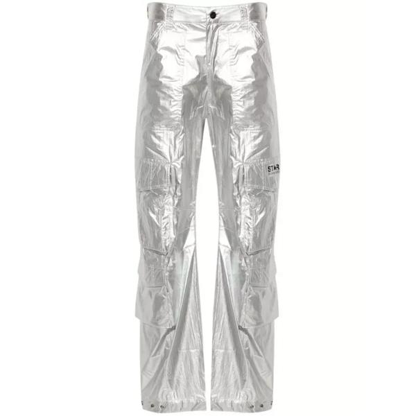 

Брюки wide-leg cargo trousers Golden Goose, серебряный