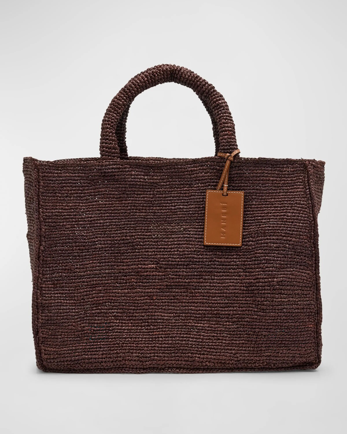 

Большая большая сумка-тоут Sunset из рафии Manebi, цвет Natural Raffia Chocolate