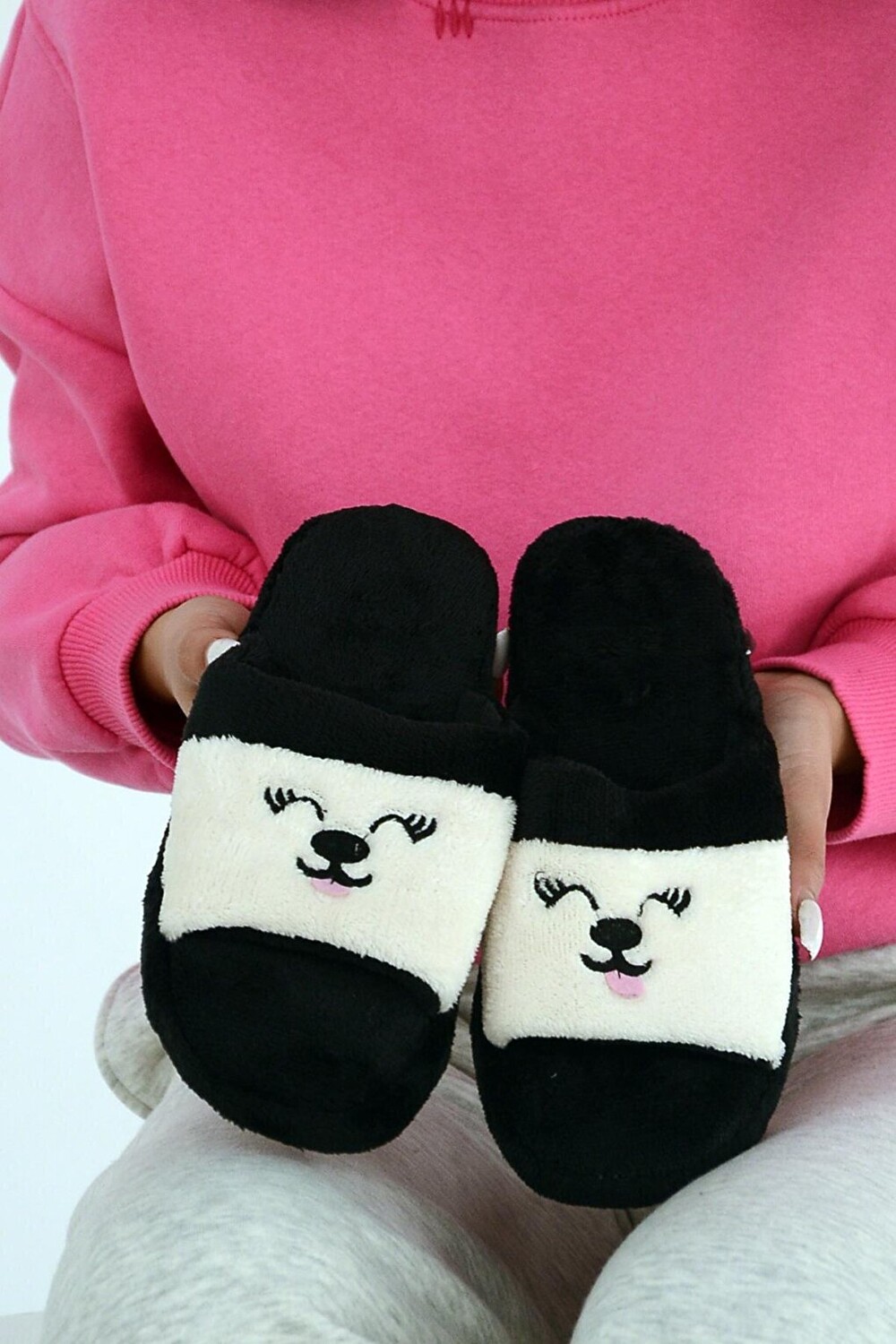 

Женские домашние тапочки Cute Cat на удобной подошве 999-15-22 Pembe Potin, черный