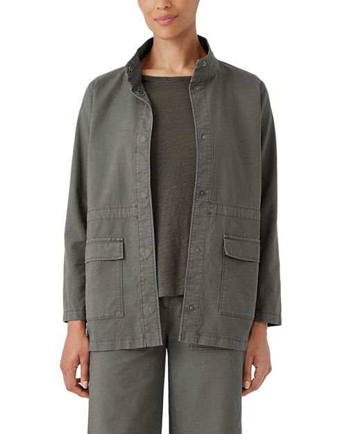 

Длинная куртка с воротником-стойкой Eileen Fisher, цвет Green