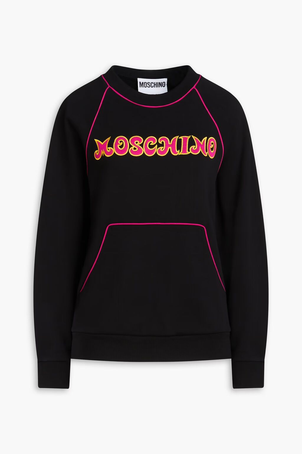 

Толстовка из хлопковой махры с французской вышивкой Moschino, черный