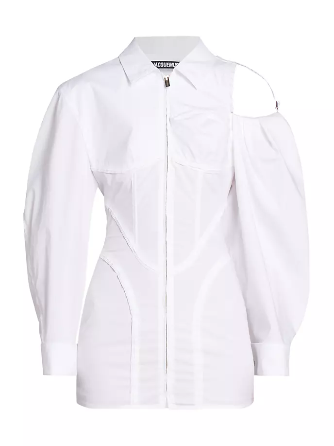 

Корсетное мини-платье Galliga с епископскими рукавами Jacquemus, белый