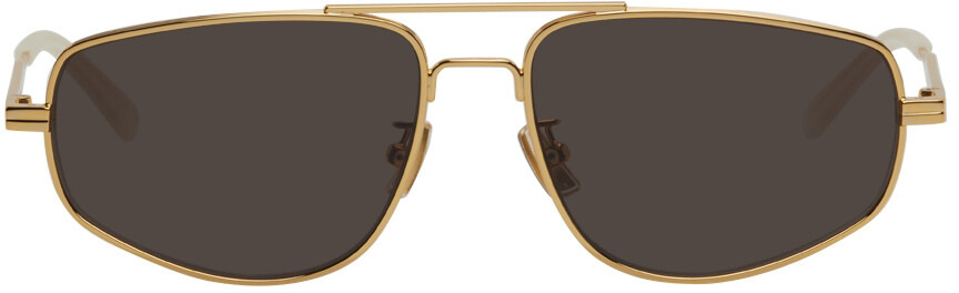

Золотые минималистичные солнцезащитные очки Pilot Navigator Bottega Veneta