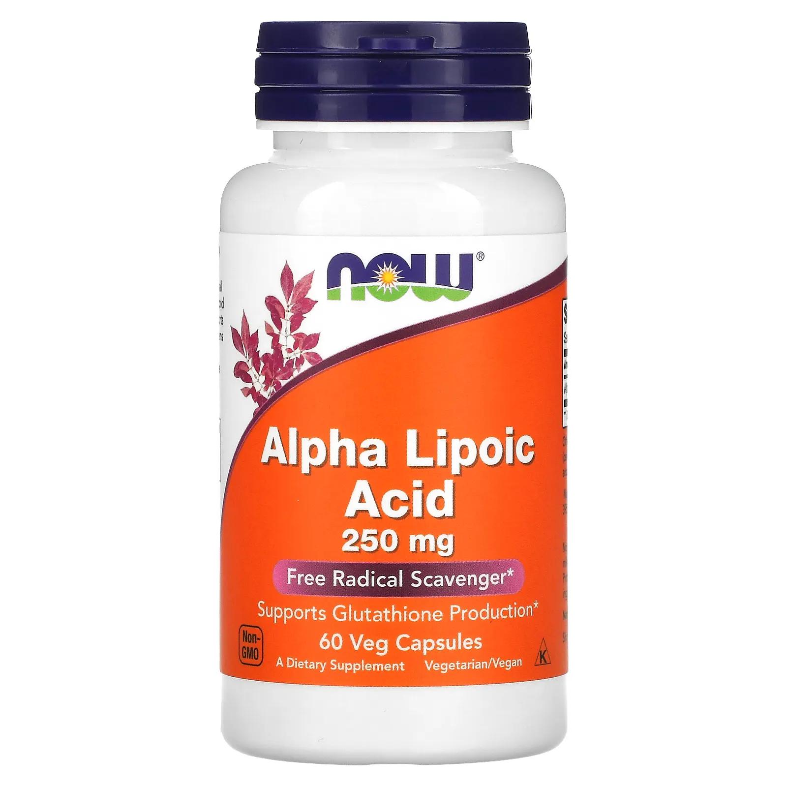 цена Now Foods Alpha Lipoic Acid 250 mg 60 Veg Capsules