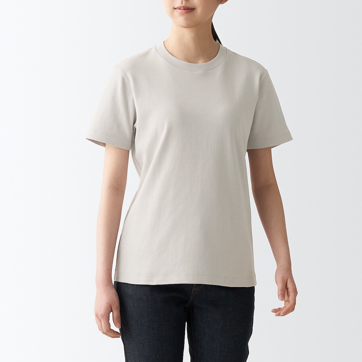 

Футболка гладкой вязки MUJI, светло-серый