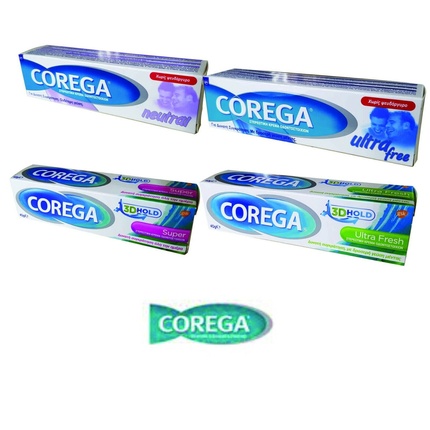 Corega 3D Hold Супер нейтральный ультра бесплатный и ультра свежий клей для зубных протезов 40 г, Glaxosmithkline