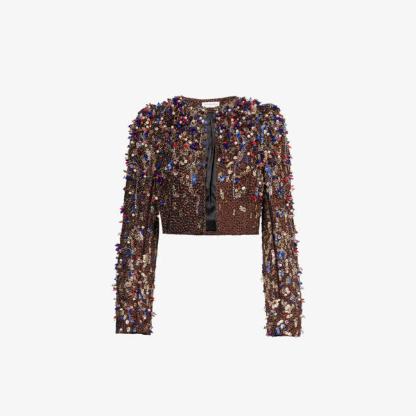 

Укороченная тканая куртка Bea, украшенная драгоценными камнями Dries Van Noten, коричневый