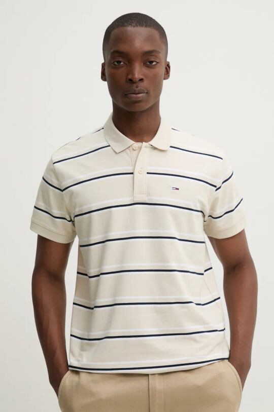 

Хлопковое поло Tommy Jeans, бежевый