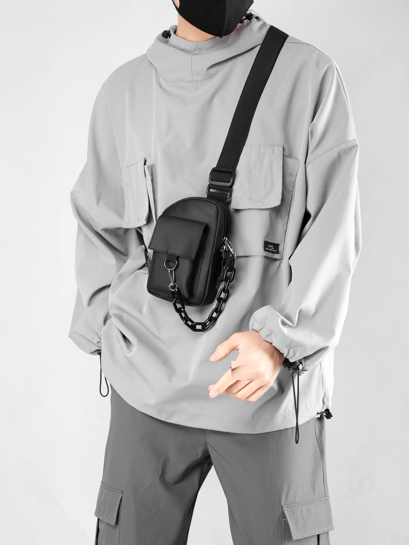 Мини-мужская минималистичная цепочка с декором, черный мини мужская минималистичная сумка слинг черный