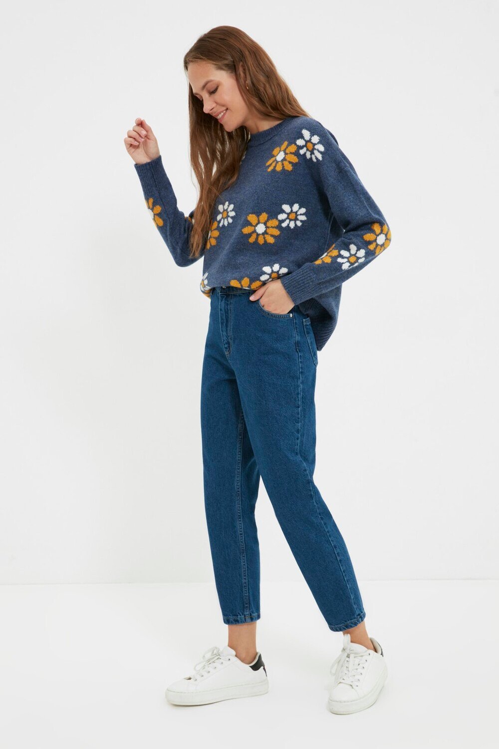 

Джинсы - Темно-синие - Мама Trendyol Modest, темно-синий